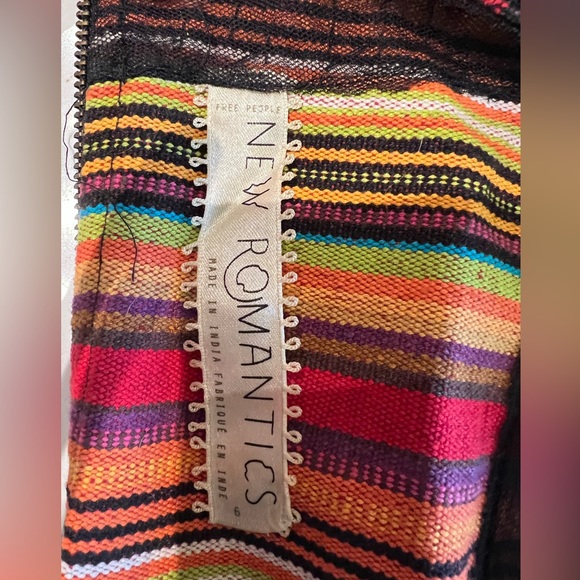 Free People New Romantics Striped Rainbow Serape Beaded Dress  - Size 6 - - Picture 4 of 5